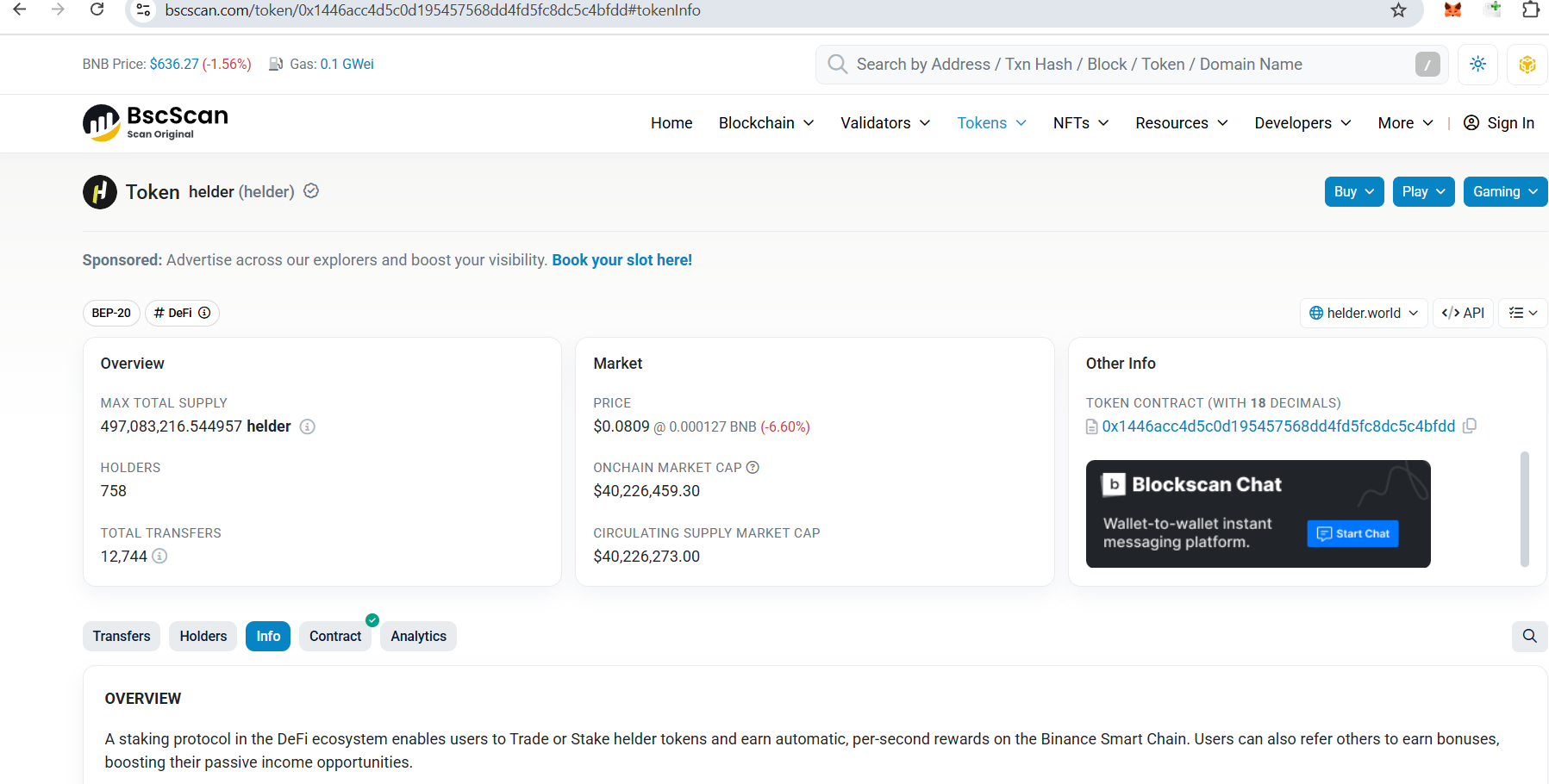 BscScan Listing