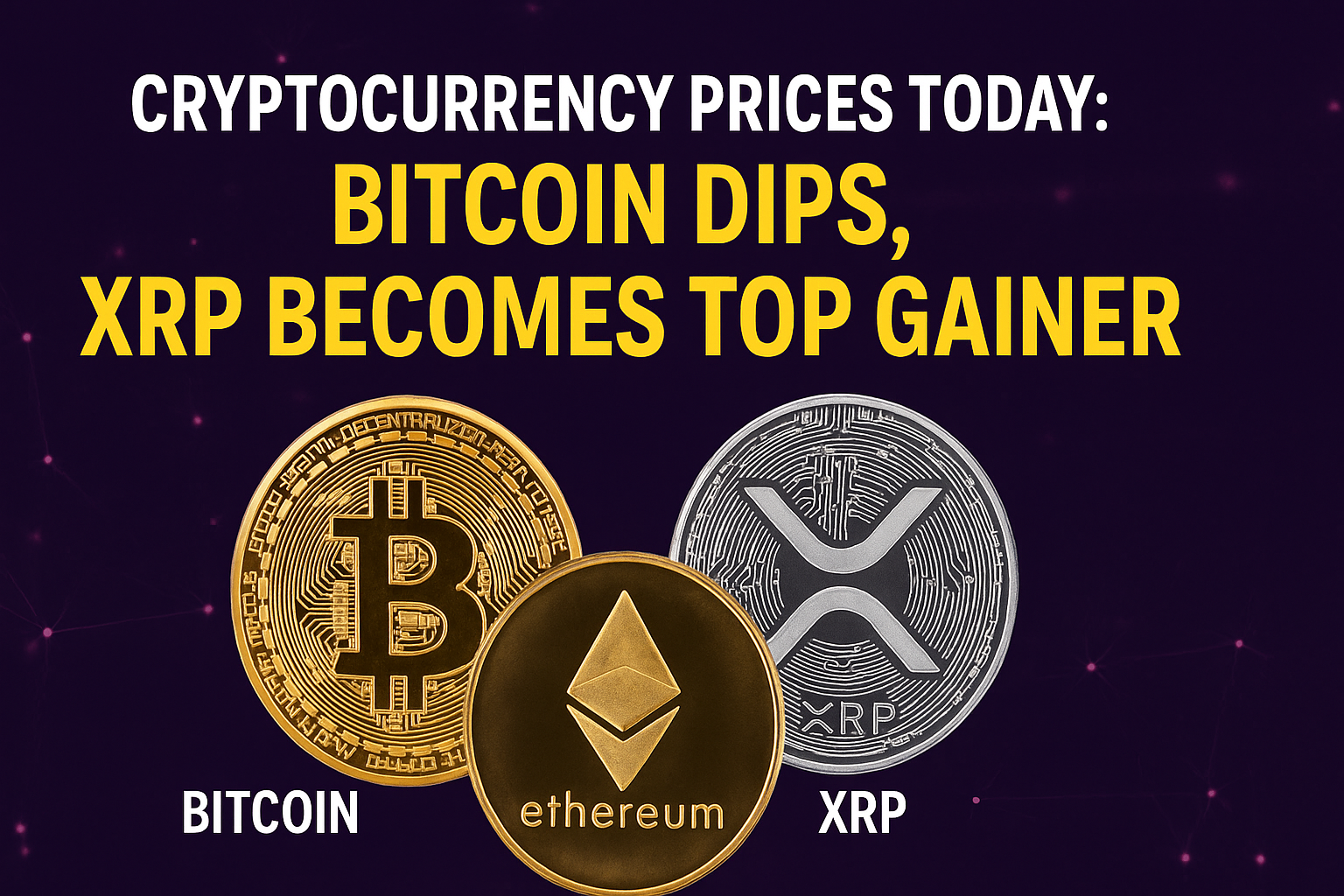 Cryptocurrency Prices Today: Bitcoin Dips, XRP Becomes Top Gainer