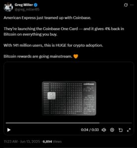 American Express just teamed up with Coinbase. 