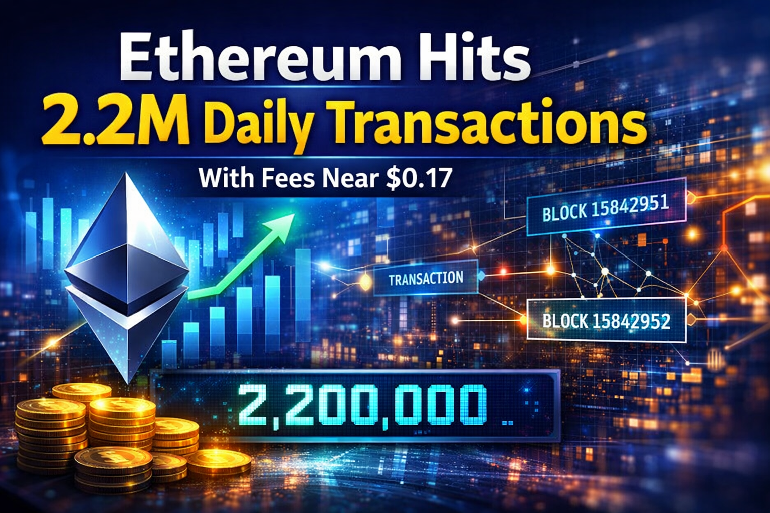 Ethereum L1 Hits 2.2M Daily Transactions With Fees Near $0.17
