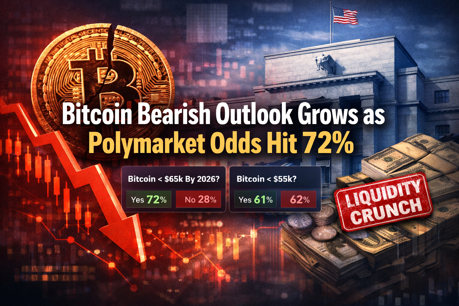 Bitcoin Bearish Outlook Grows as Polymarket Odds Hit 72%