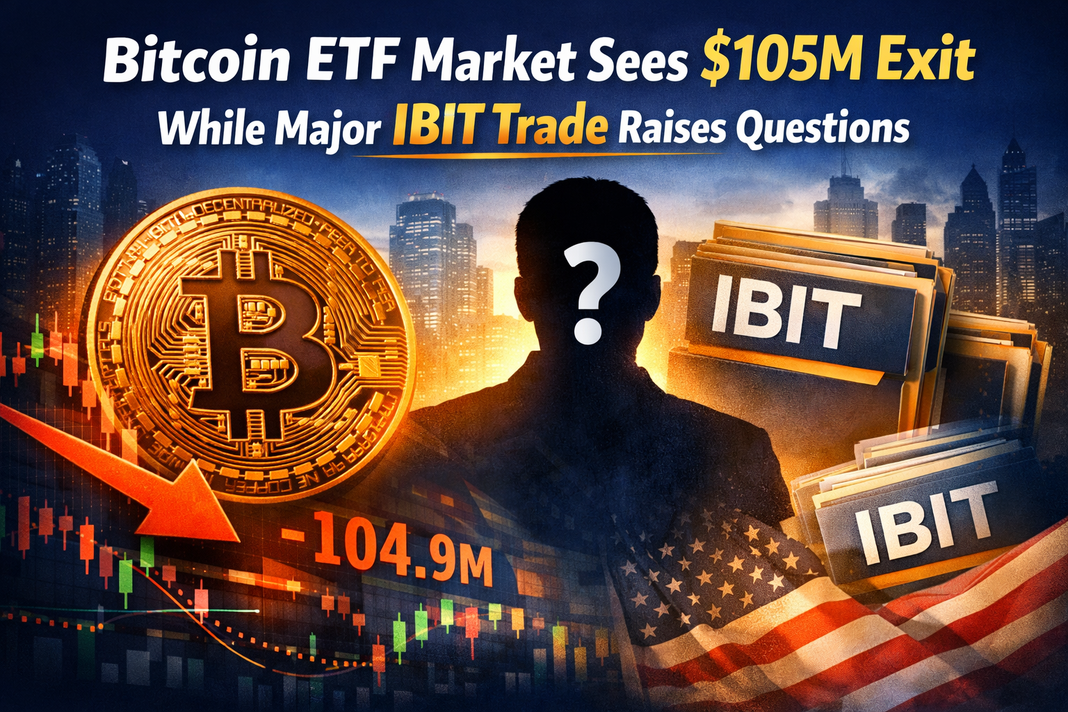 Bitcoin ETF Market Sees $105M Exit While Major IBIT Trade Raises Questions