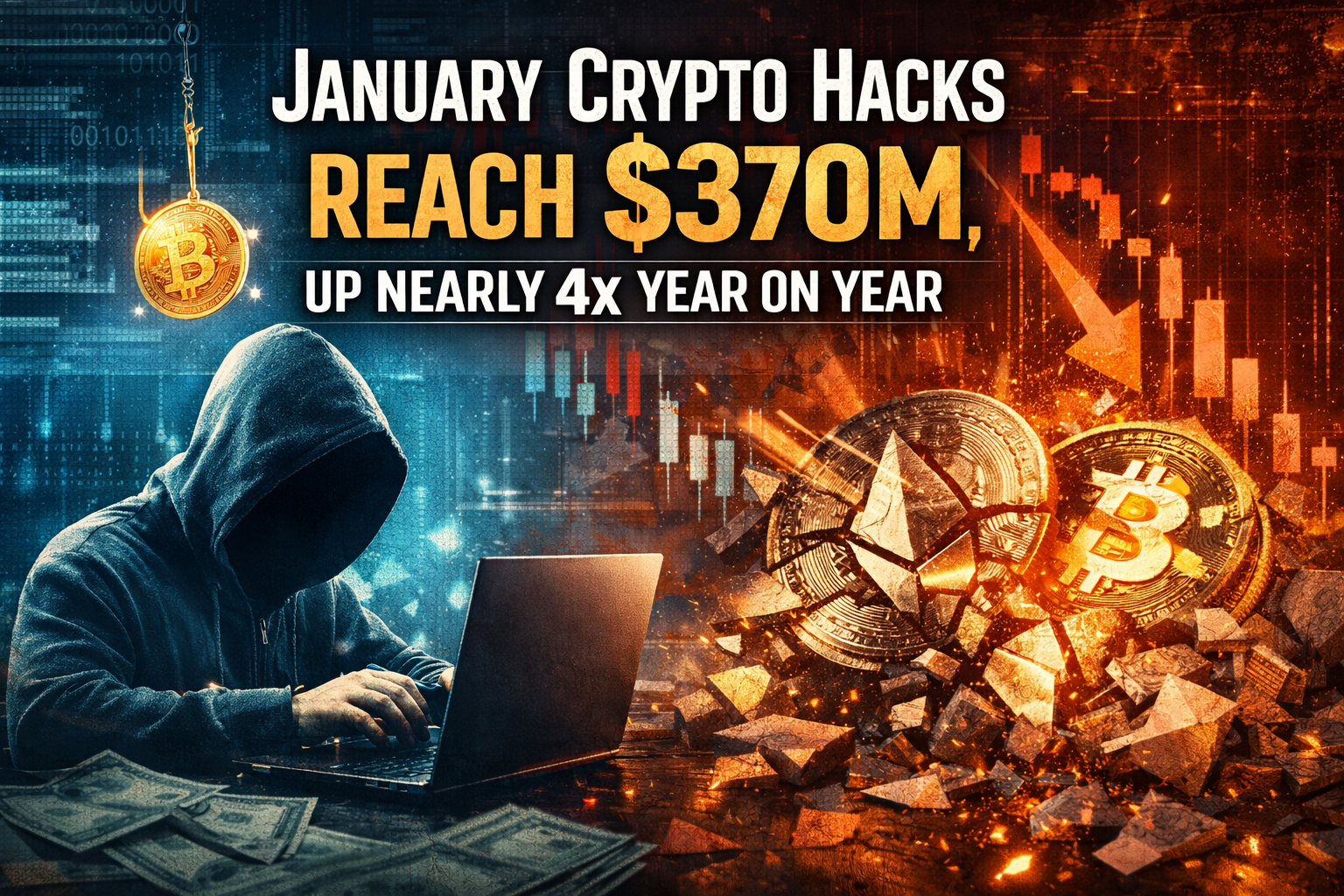 January Crypto Hacks Reach $370M, Up Nearly 4x Year on Year
